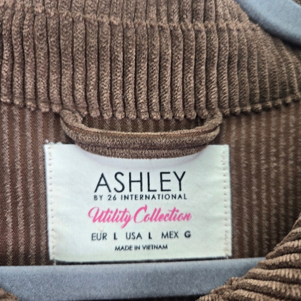 Ashley by 26 International Womens Corduroy Utility Brown Shirt Large Western‎ - Picture 2 of 6